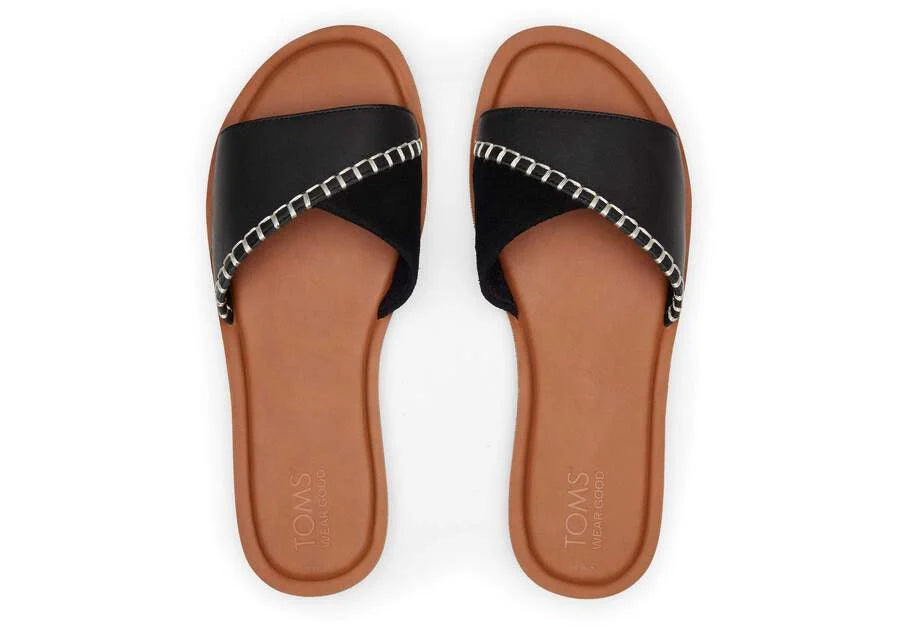 Shea Black Leather Slide Sandal
