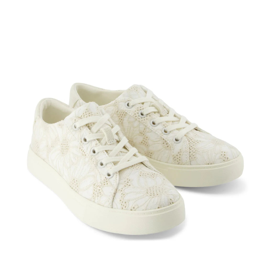 Kameron Lace Up Sneakers - White Floral Eyelet