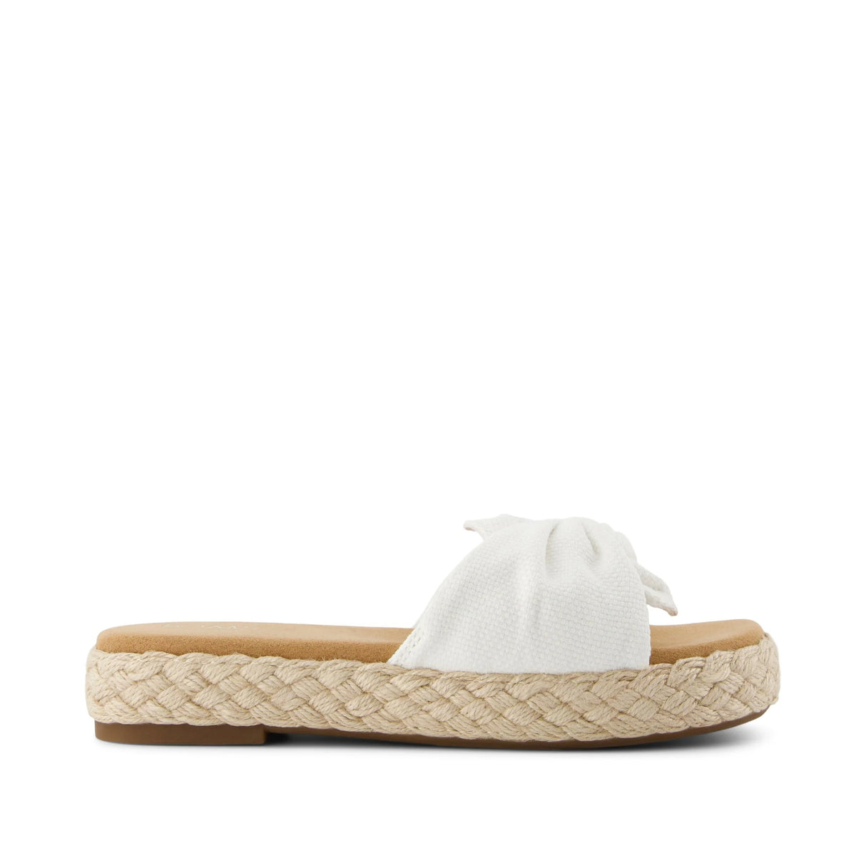 Abby Slide Platform Knot Sandal - White Beachside Woven