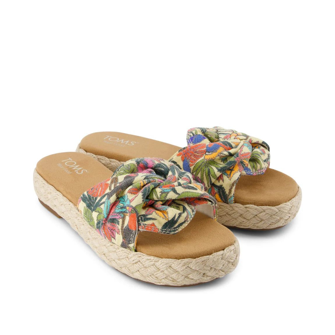 Abby Slide Platform Knot Sandal - Multicolor Birds of Paradise