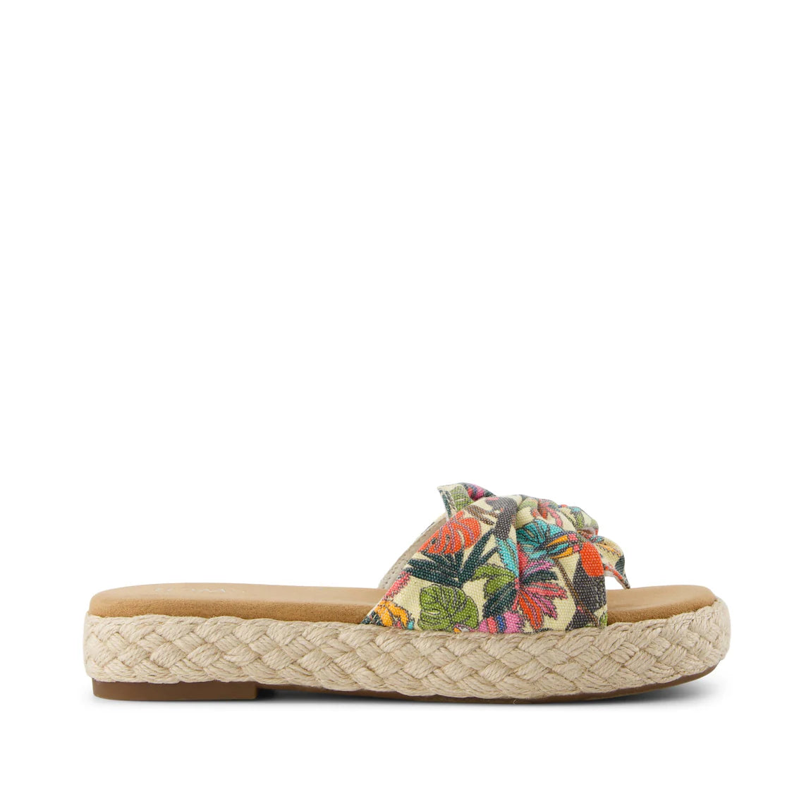 Abby Slide Platform Knot Sandal - Multicolor Birds of Paradise