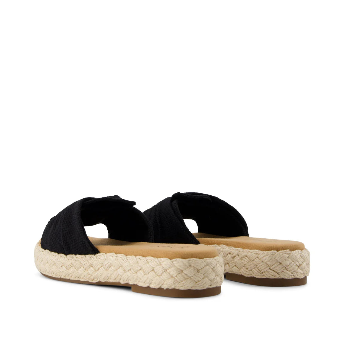 Abby Slide Platform Knot Sandal - Black Beachside Woven
