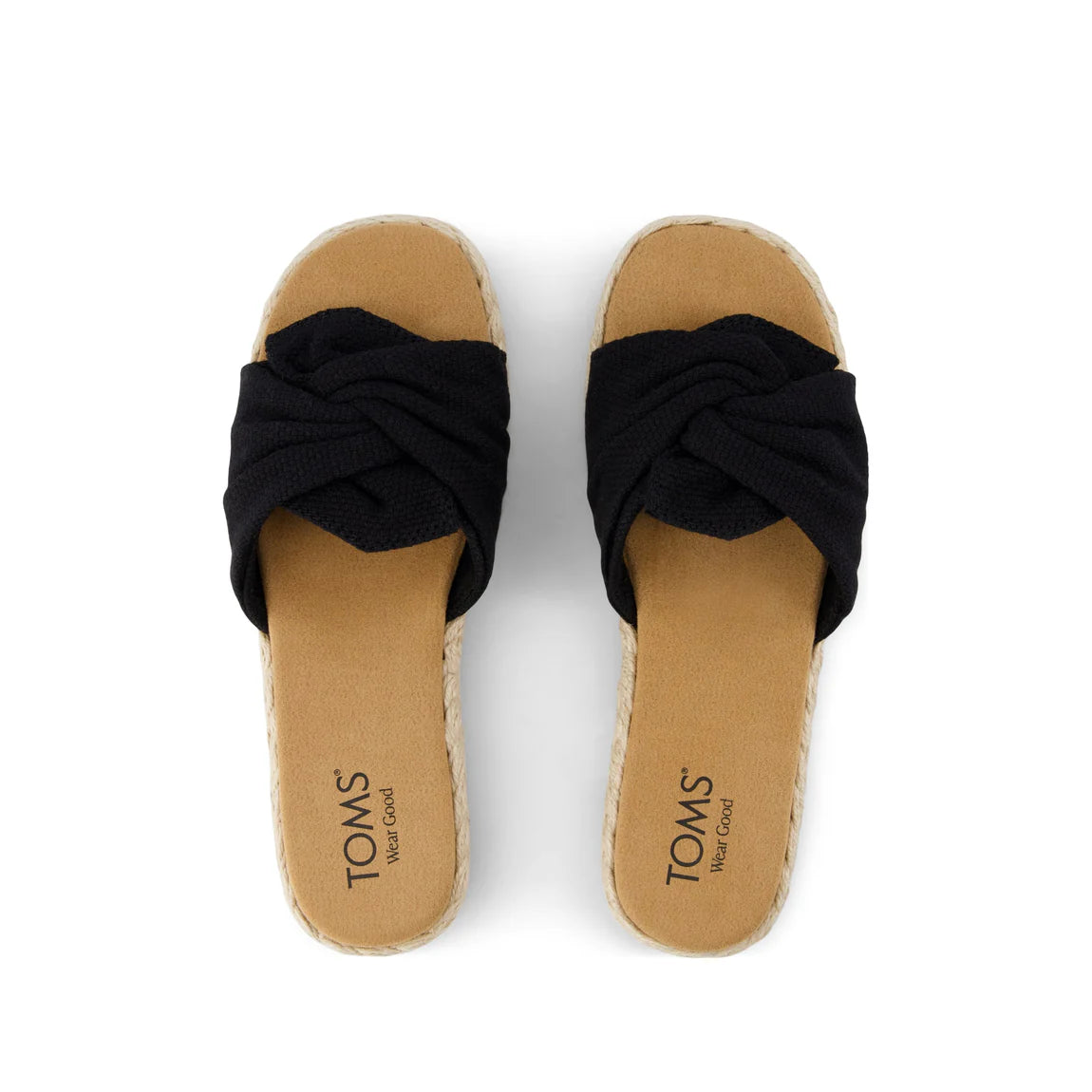 Abby Slide Platform Knot Sandal - Black Beachside Woven