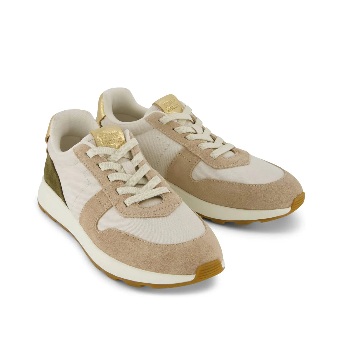 TRVL Lite Retro Sneaker | Oatmeal Suede and Metallic Leather