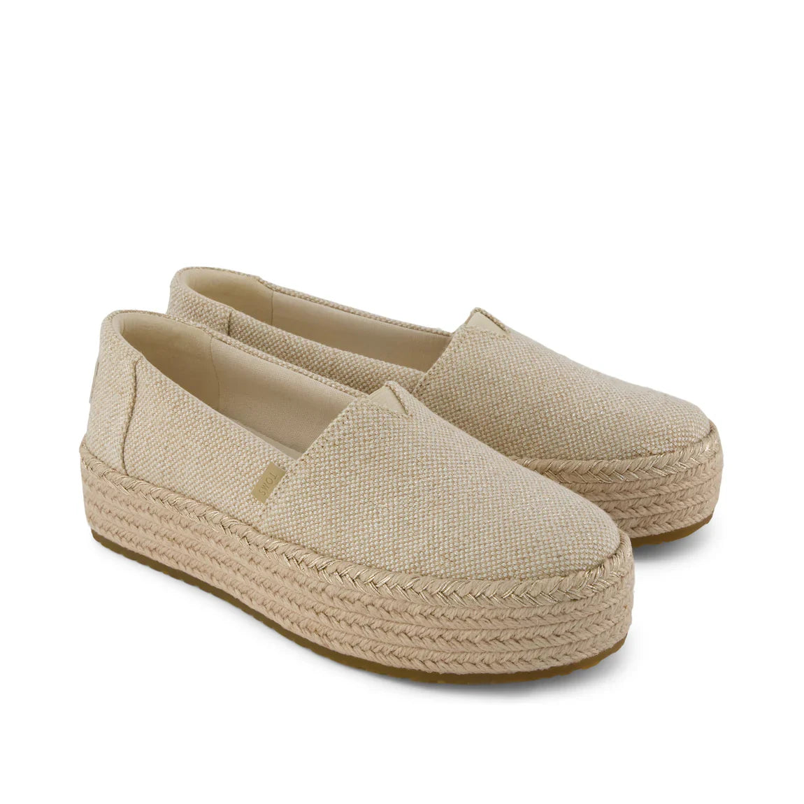 Valencia Platform Espadrille | Beige Glimmer Slub Canvas