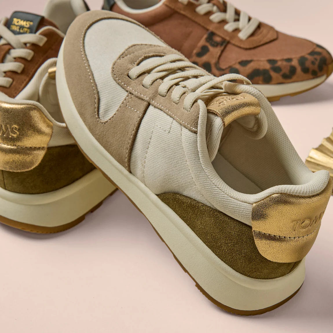 TRVL Lite Retro Sneaker | Oatmeal Suede and Metallic Leather