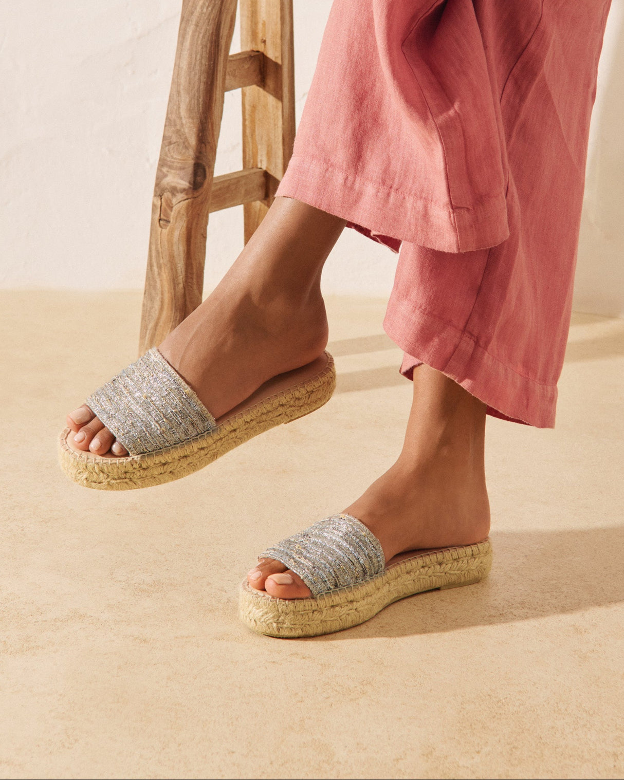 Lurex Double Sole Slides - Gold