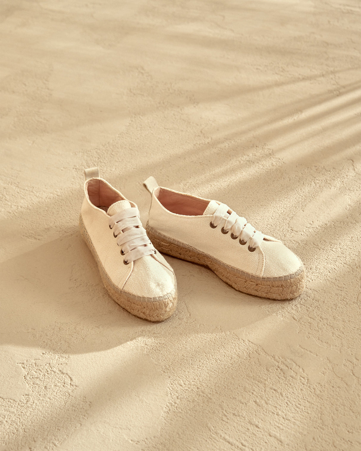 Suede Lace-Up Espadrilles Hamptons - Hemp White