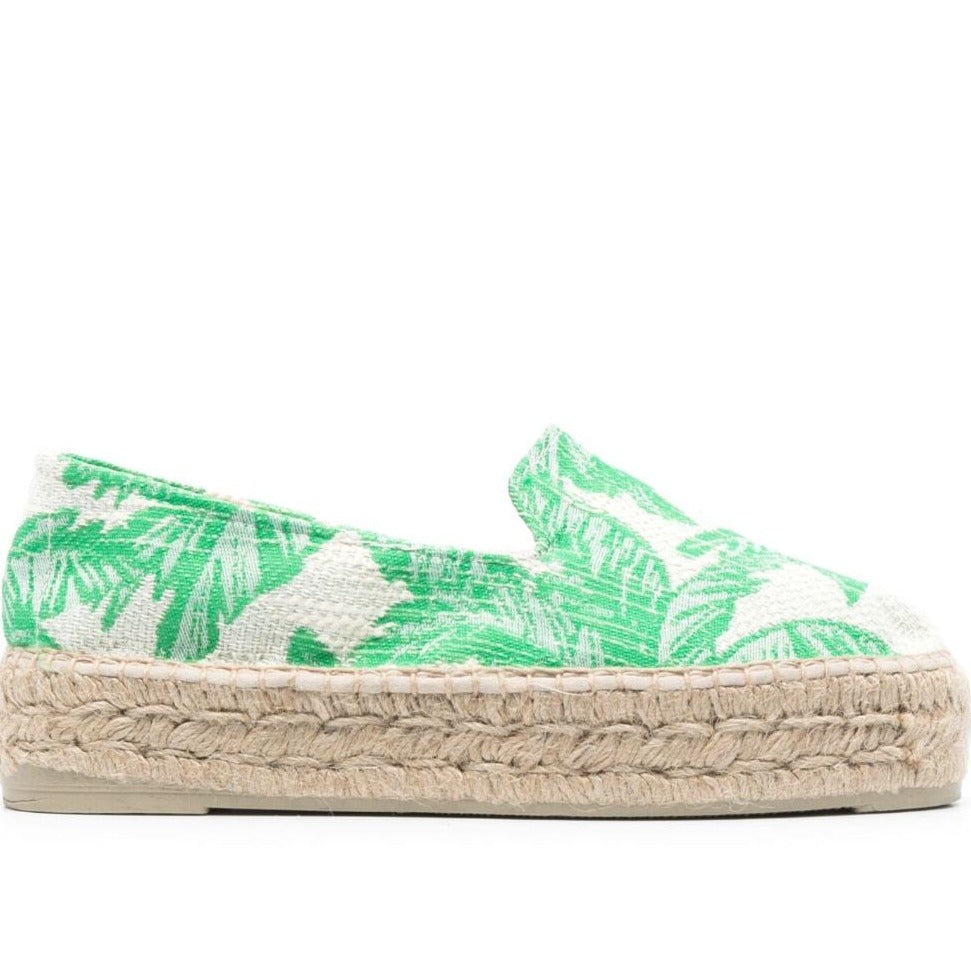 Suede Double Sole Espadrilles Hamptons Green Palms