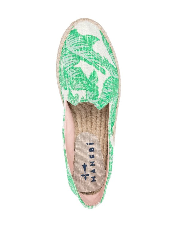 Suede Double Sole Espadrilles Hamptons Green Palms