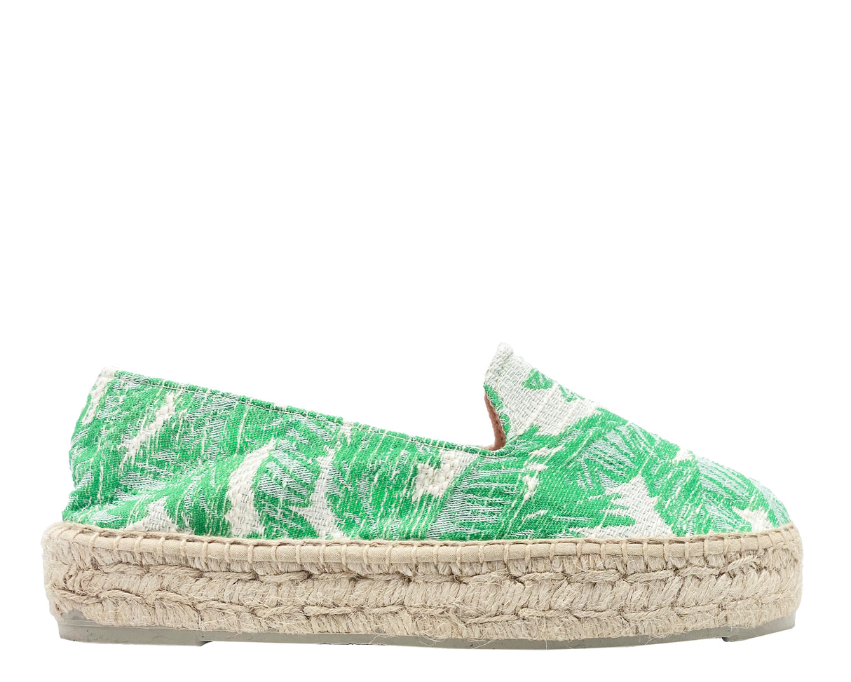 Suede Double Sole Espadrilles Hamptons Green Palms