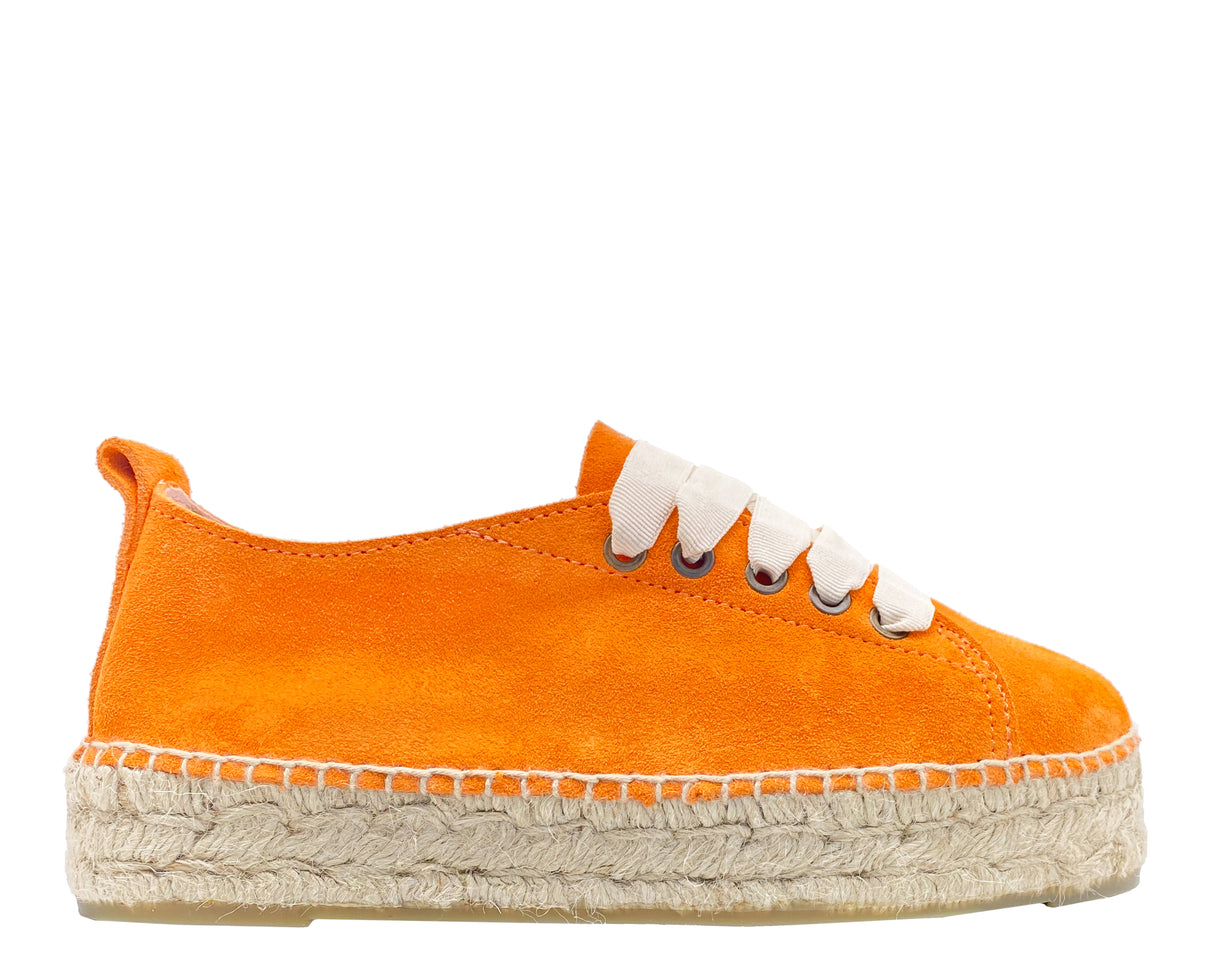 Suede Lace-Up Espadrilles Hamptons Sunset Orange