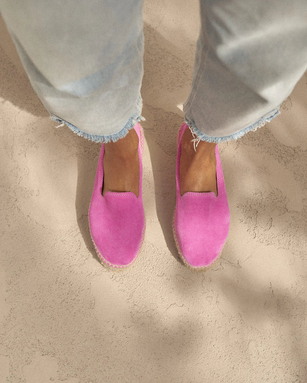 Suede Double Sole Espadrilles Hamptons Bold Pink