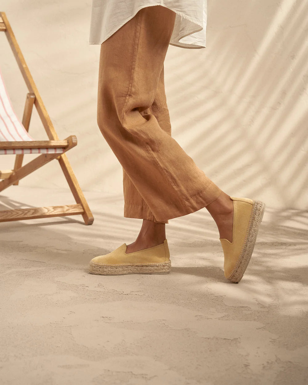 Suede Double Sole Espadrilles Hamptons Inca Cream