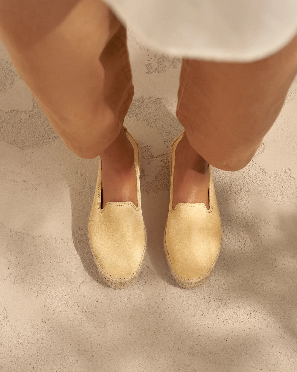 Suede Double Sole Espadrilles Hamptons Inca Cream