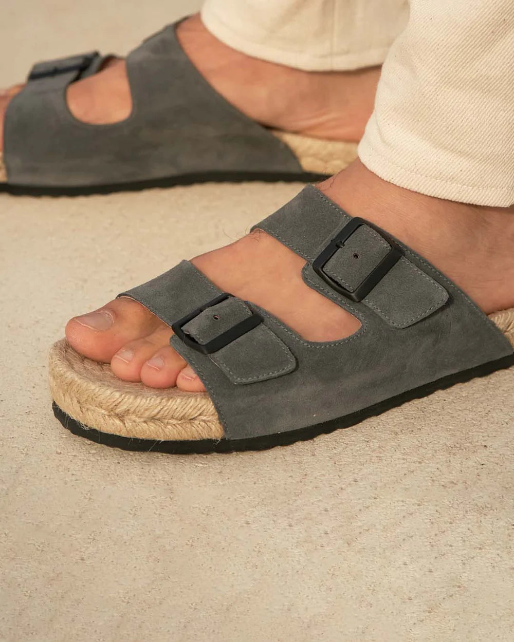 Suede Nordic Sandals Hamptons Carbon Grey