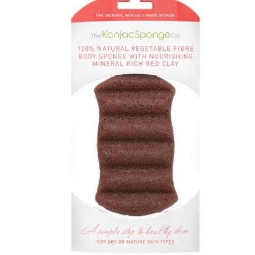 KONJAC 6 WAVE BATH SPONGE WITH RED FRENCH CLAY