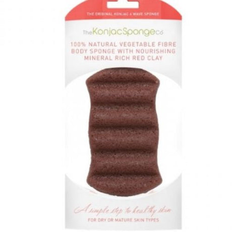 KONJAC 6 WAVE BATH SPONGE WITH RED FRENCH CLAY
