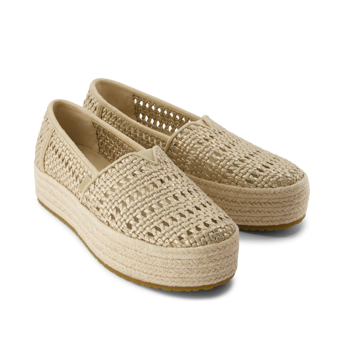 Valencia Platform Espadrille - Champagne Metallic Basket Weave