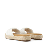 Abby Slide Platform Knot Sandal - White Beachside Woven