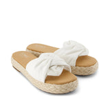 Abby Slide Platform Knot Sandal - White Beachside Woven