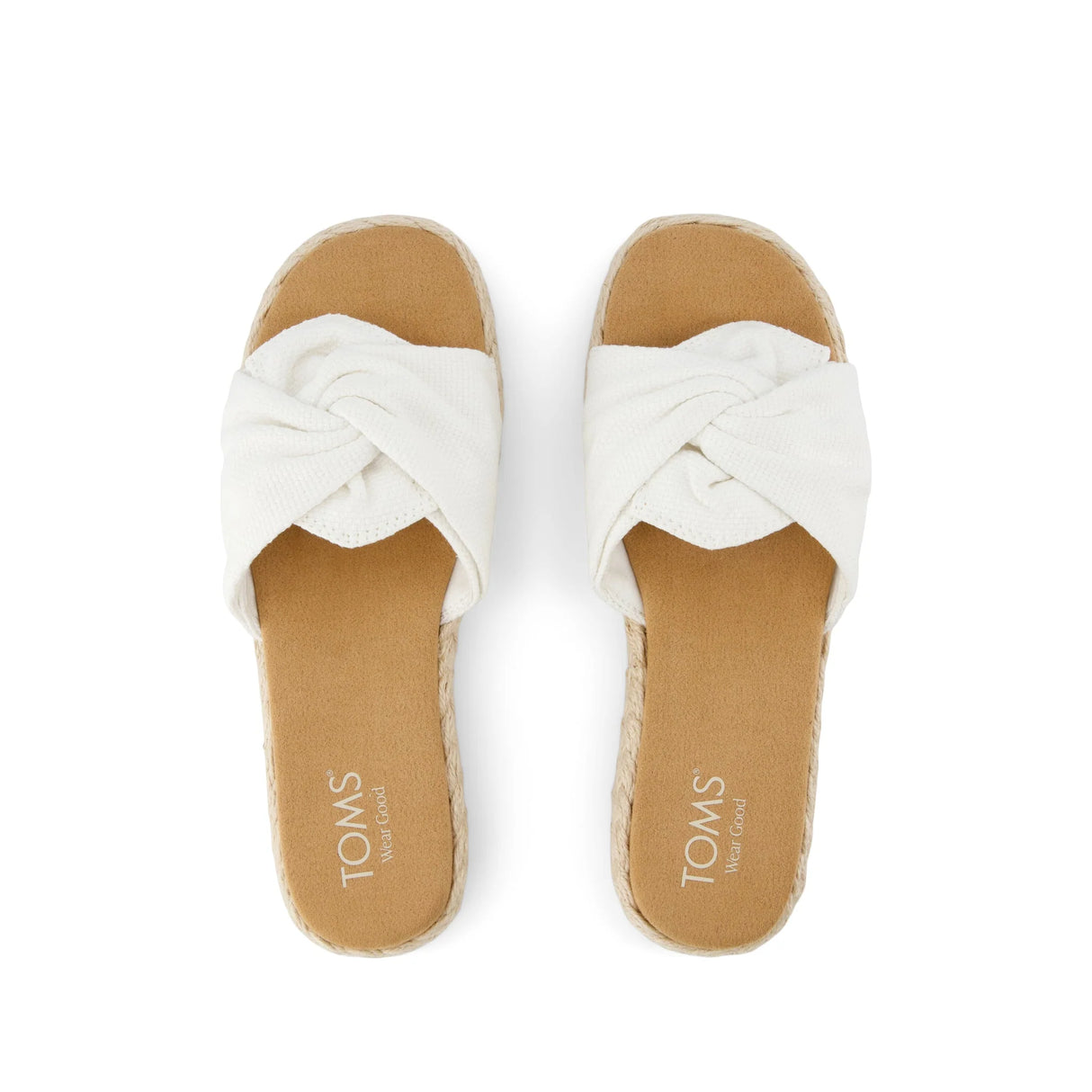 Abby Slide Platform Knot Sandal - White Beachside Woven