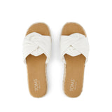 Abby Slide Platform Knot Sandal - White Beachside Woven