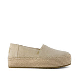 Valencia Platform Espadrille | Beige Glimmer Slub Canvas