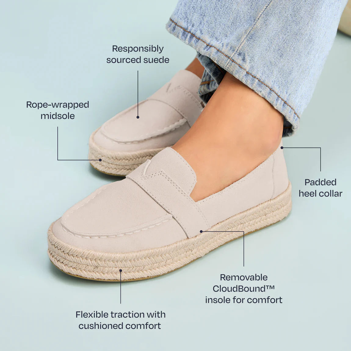Blakely Loafer Espadrille | Soft Grey Suede