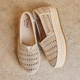 Valencia Platform Espadrille - Champagne Metallic Basket Weave