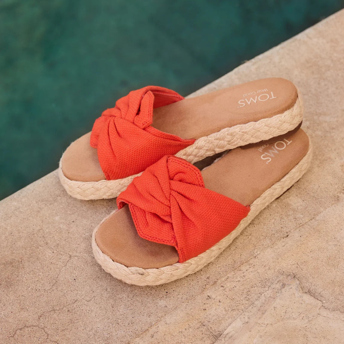 Abby Slide Platform Knot Sandal - Flame Beachside Woven