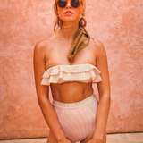 Perth Bandeau Bikini - Yellow & White