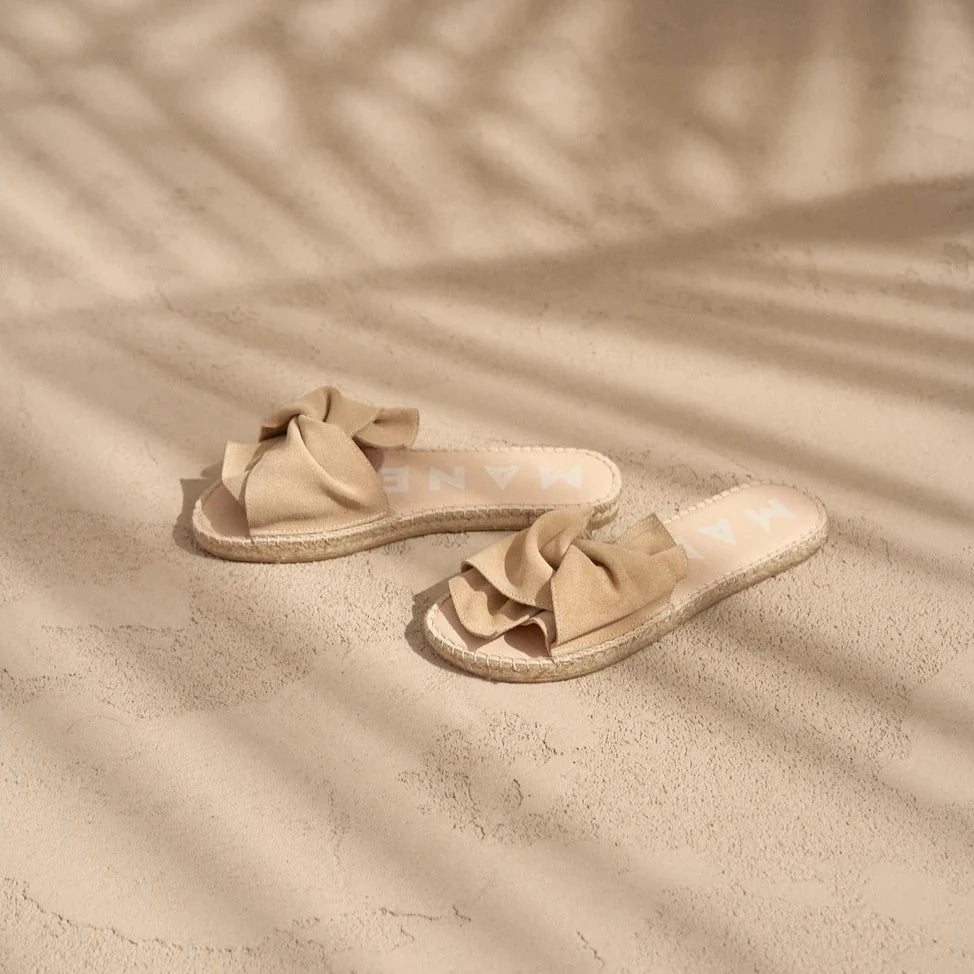 Soft Suede Sandals with Knot Hamptons  Champagne Beige