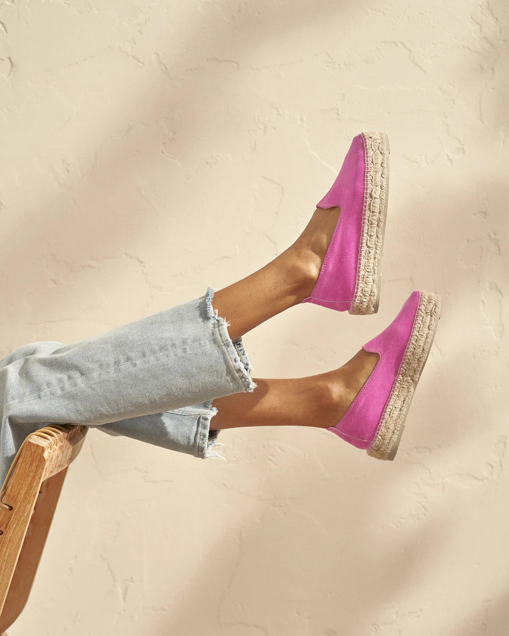 Suede Double Sole Espadrilles Hamptons Bold Pink