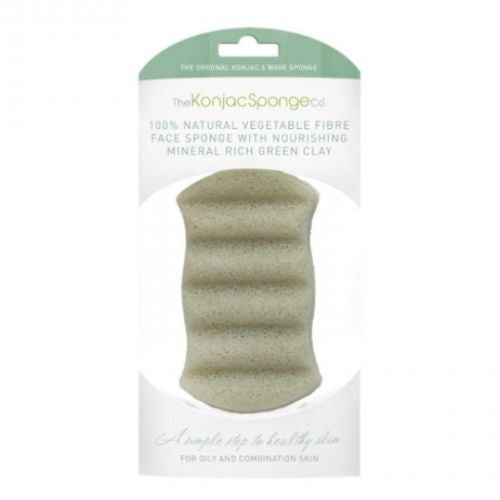 KONJAC 6 WAVE BATH SPONGE WITH GREEN FRENCH CLAY